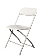 white folding chair with metal frame